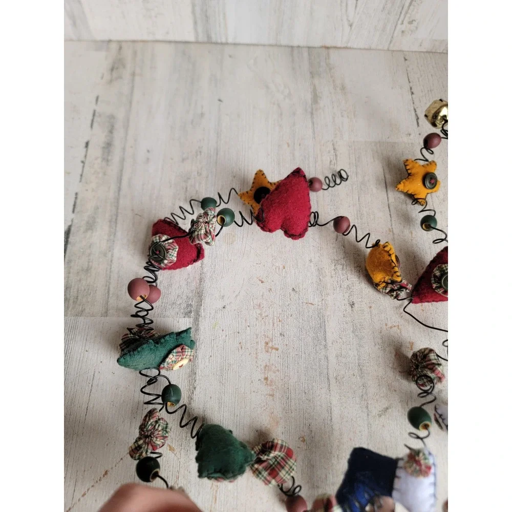 Tender heart treasures vintage Xmas Plush Garland star gingerbread heart